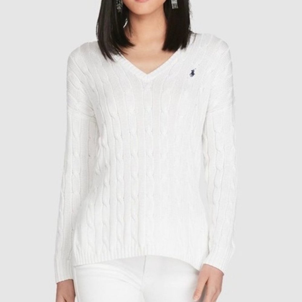 Polo Ralph Lauren White Pima Cotton Knit Sweater